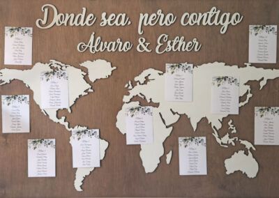 cartel madera seating plan boda original