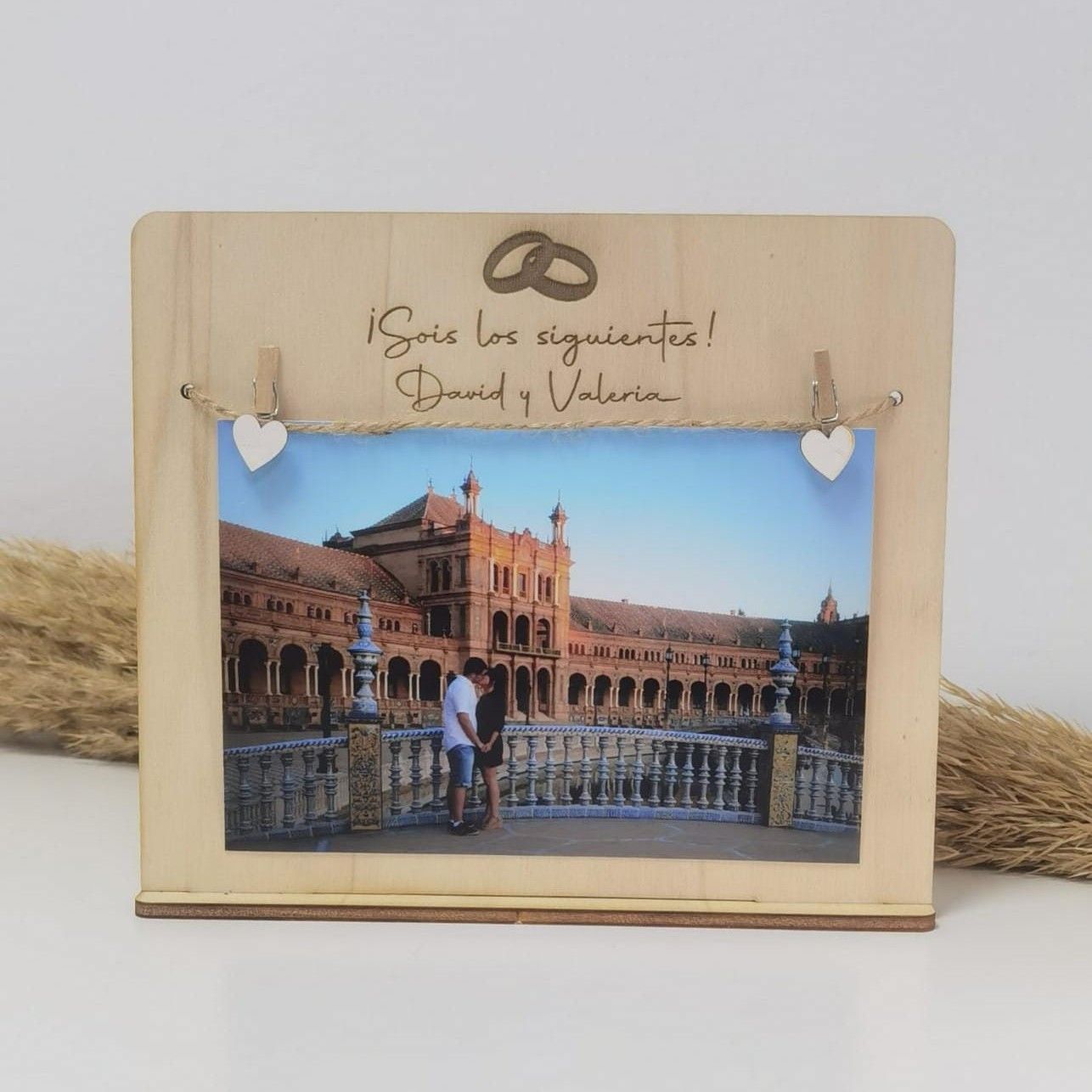 PORTAFOTOS REGALO PARA LOS SIGUIENTES BODA CARTEL DE BODA TROCITO DE CIELO HORIZONTAL